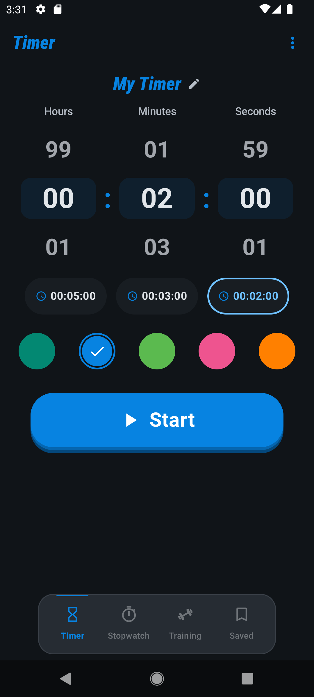 Timer mit Drehrad, Presets und Startknopf